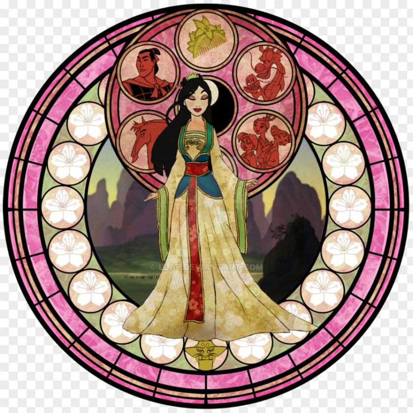 Mulan Fan Art Stained Glass Character PNG