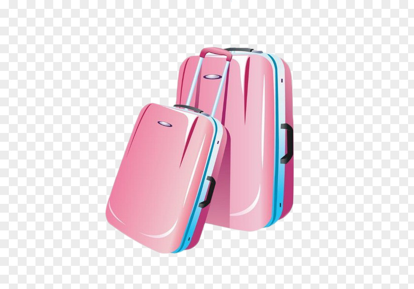 Pink Luggage Travel Baggage Suitcase PNG