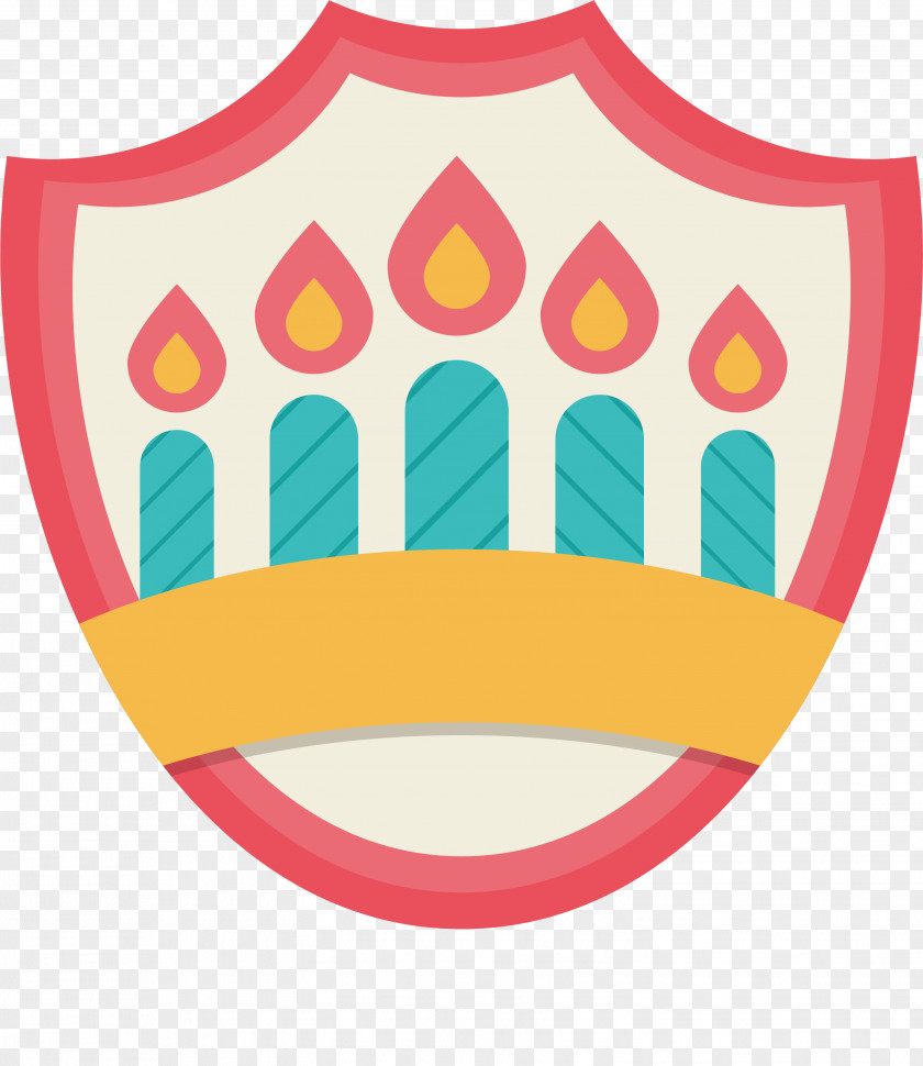 Pink Candle Shield Birthday Illustration PNG