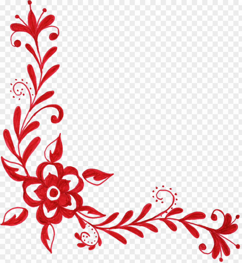 Red Flower Ornament Clip Art PNG