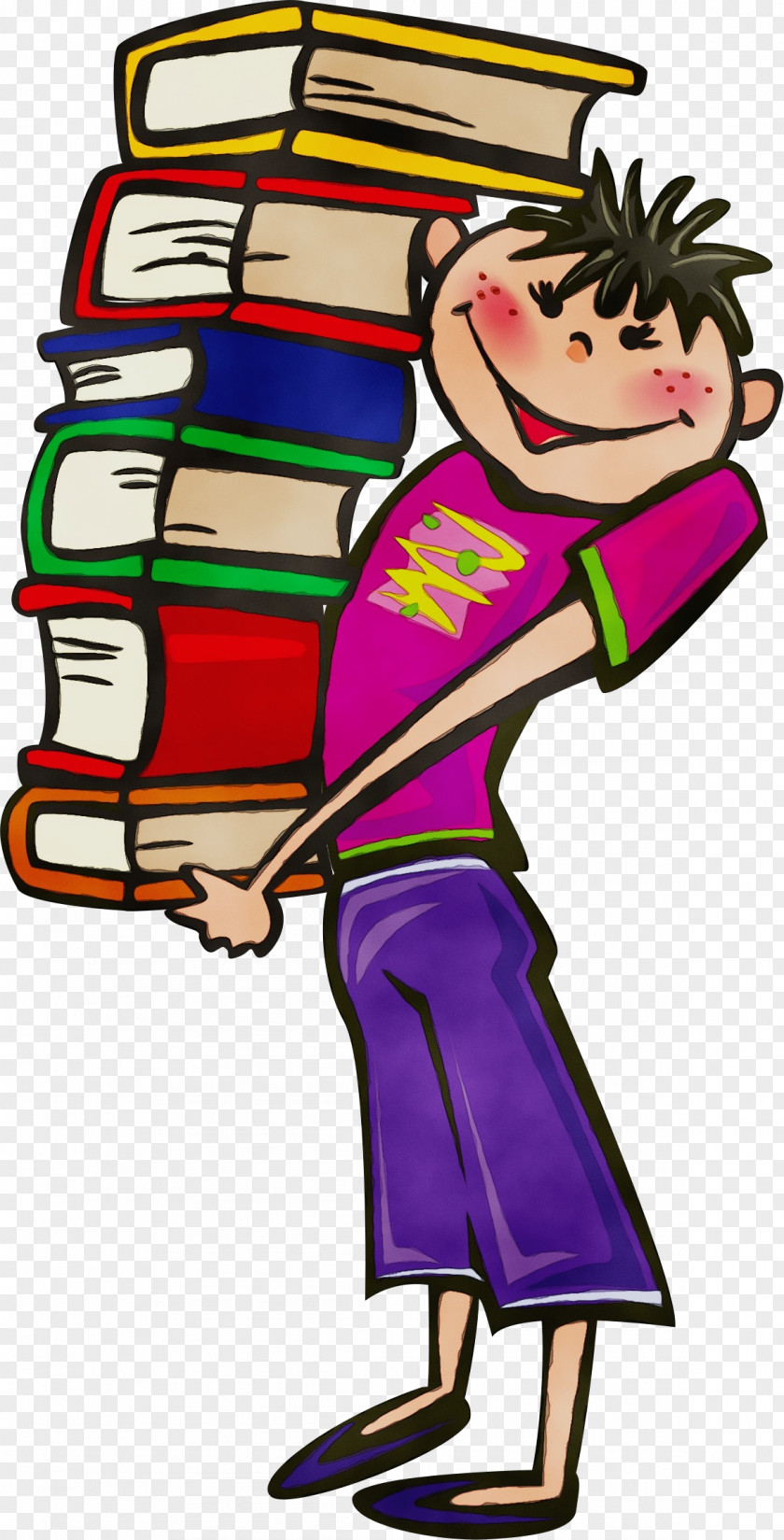 Style Cartoon Child Reading Book PNG
