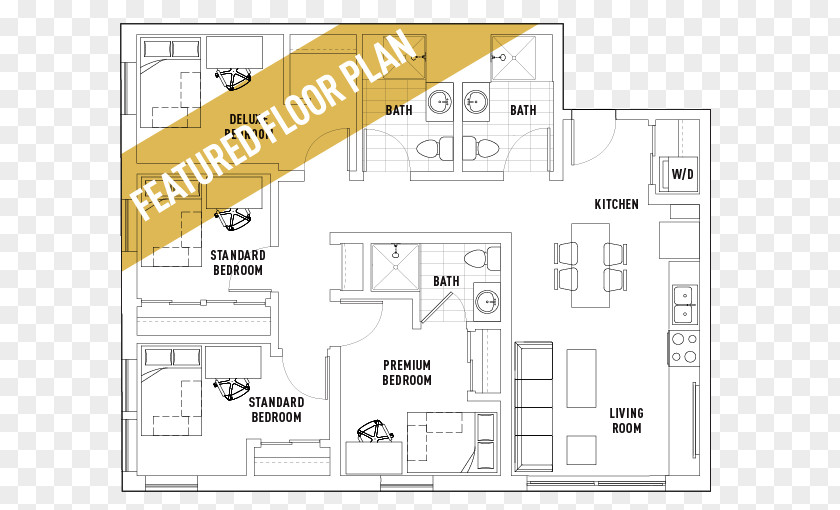 Western-style Breakfast Floor Plan Land Lot PNG