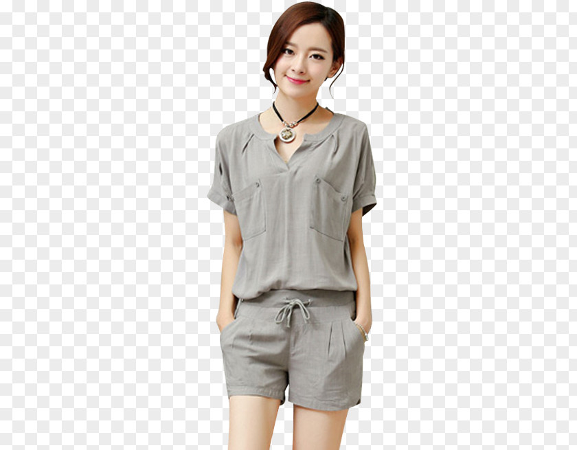 Casual Linen Suit Blouse Clothing Collar Sleeve Button PNG