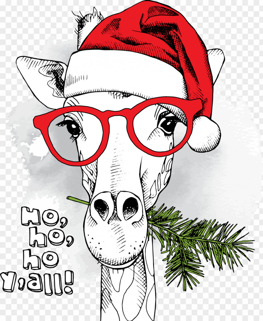 Christmas Greeting Card Cartoon Giraffe IPhone 6 Plus 4 Santa Claus 5s SE PNG