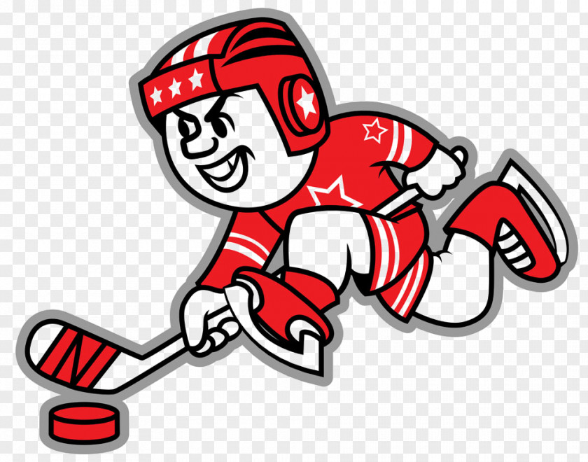 Cartoon Hockey Player Ice Puck Logo PNG
