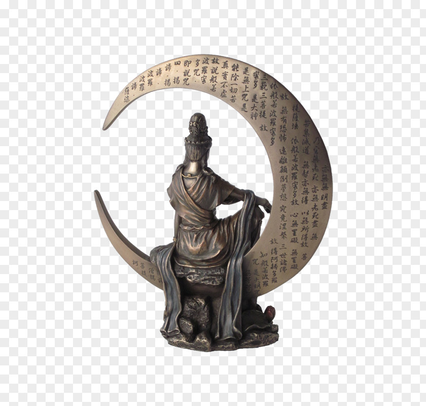 Kuan Yin Bronze Sculpture Figurine Classical PNG