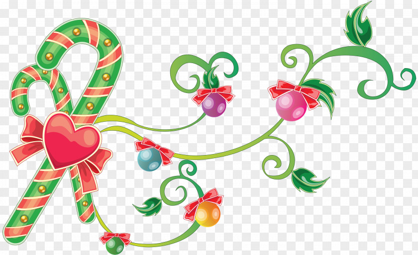 Mistletoe Candy Cane Christmas Ornament Clip Art PNG