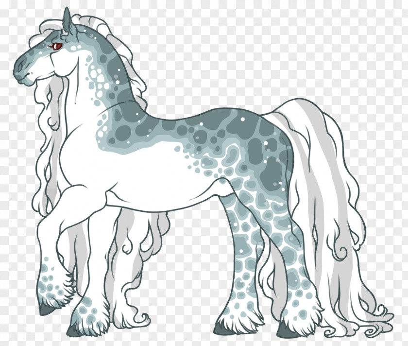Mustang Unicorn Dog Line Art PNG