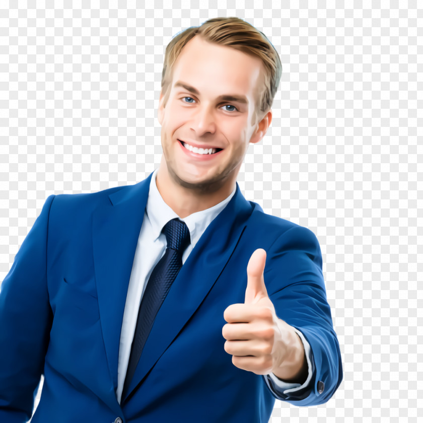 Smile Electric Blue Finger Gesture Thumb Hand Businessperson PNG