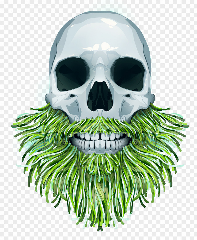 Long Grass Skull Illustration PNG