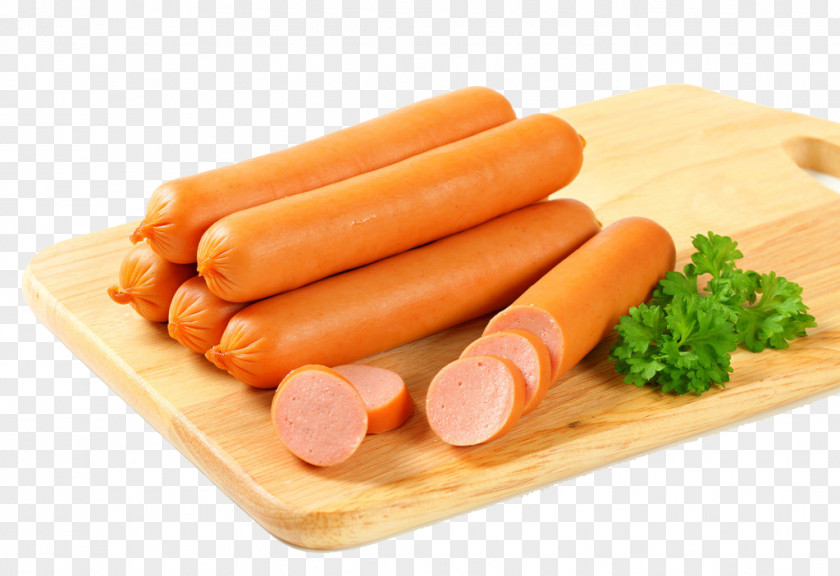 Sausage On A Wooden Board Hot Dog Stuffing Chicken Meat PNG