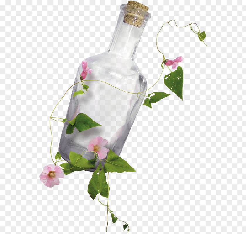 Drift Bottles And Flowers Bottle Glass Transparency Translucency PNG