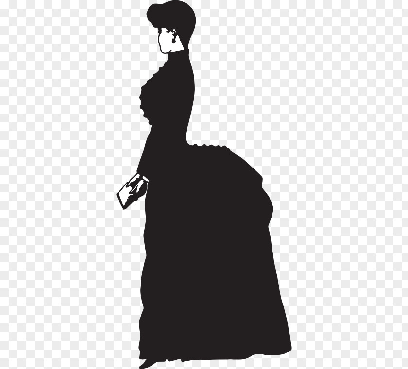 Old Fashion Victorian Era Silhouette Woman PNG