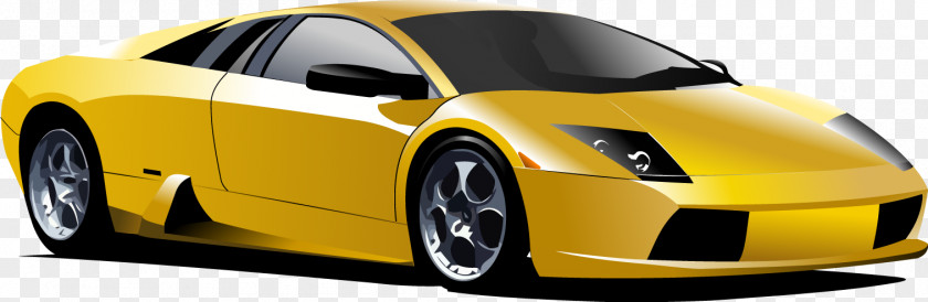 Vector Realistic Yellow Sports Car Luxury Vehicle Clip Art PNG