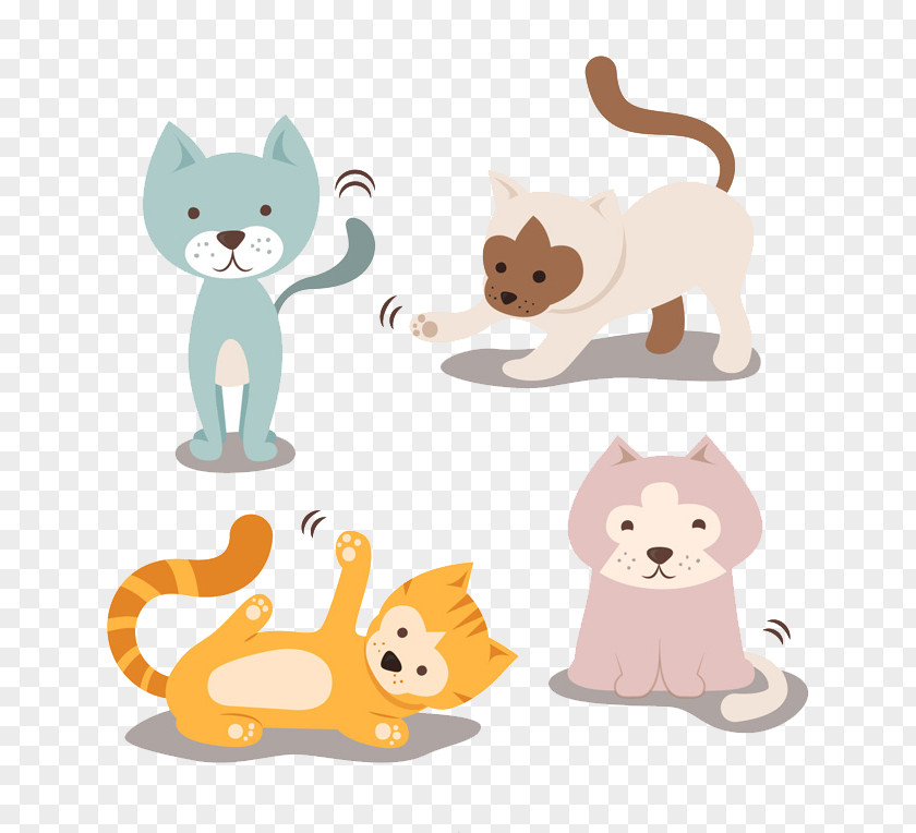 4 Cute Pet Cats Vector Cat Breed Kitten PNG