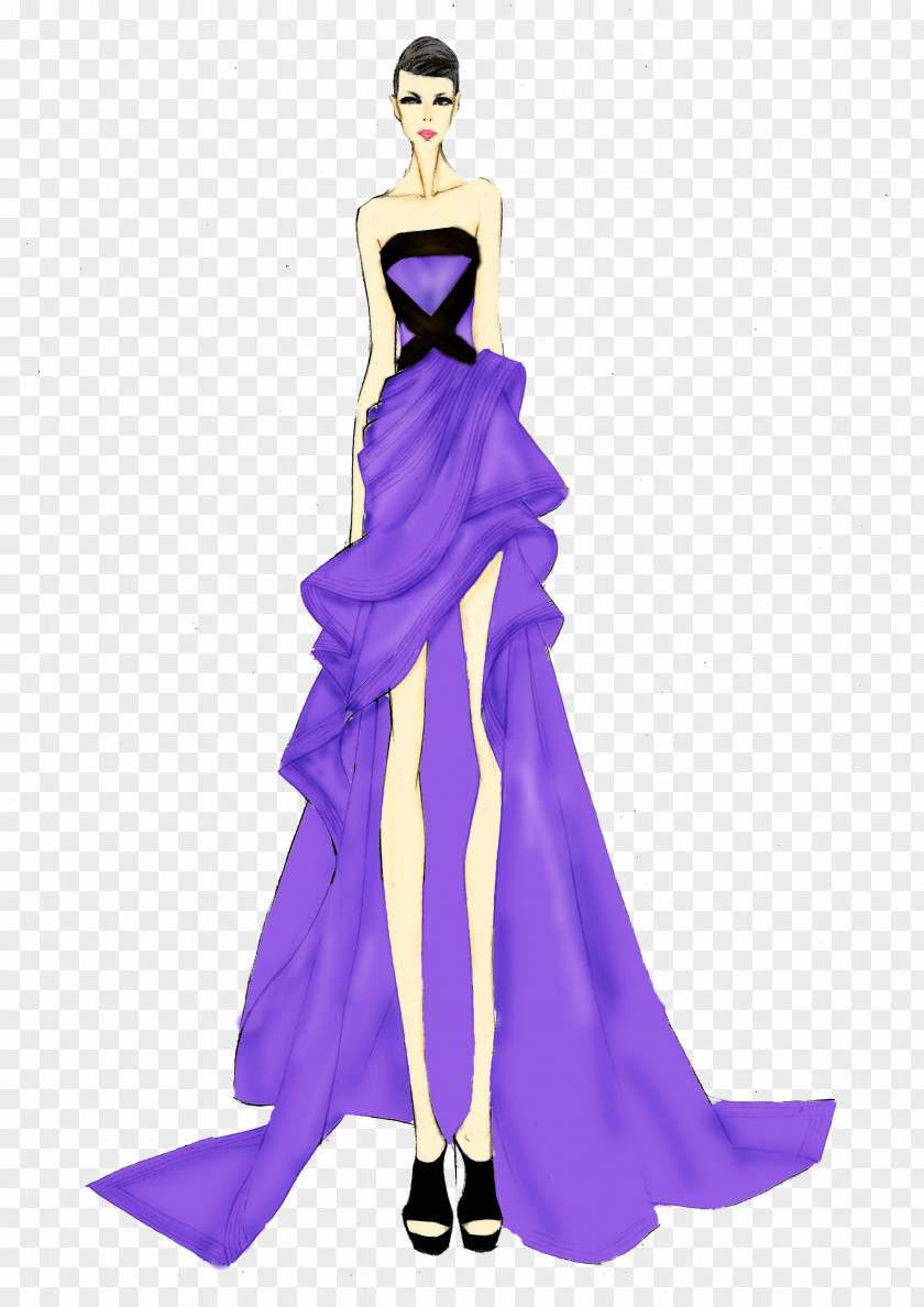 Purple Evening Dress Designs Clothing Formal Wear PNG