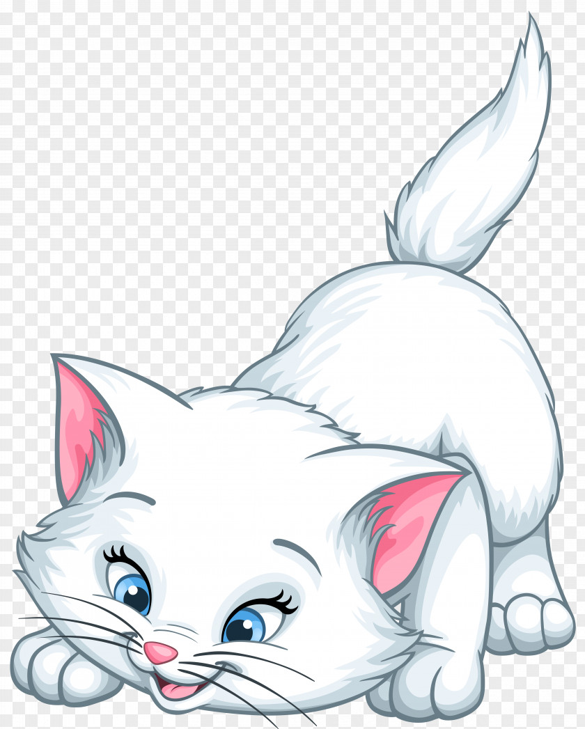 White Kitten Cartoon Clip Art Image Cat Whiskers Marie PNG