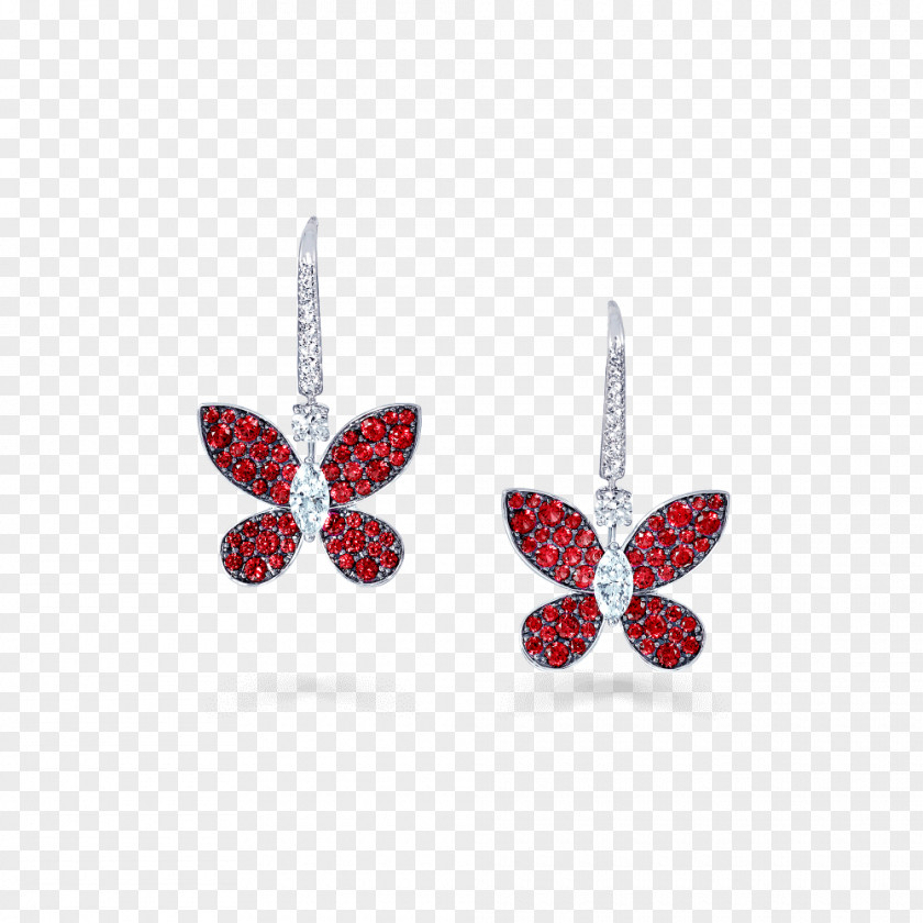 Butterfly Earring Graff Diamonds Ruby PNG