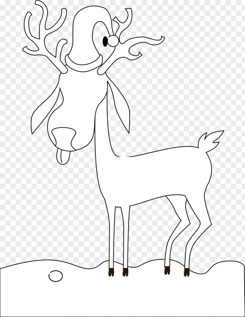 Reindeer Line Art Drawing Black And White Clip PNG