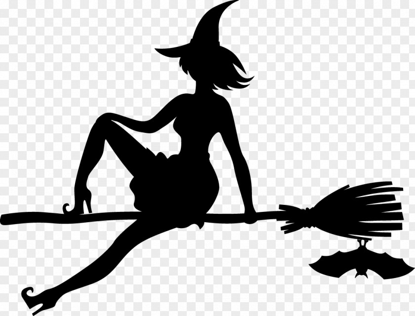 Witch Riding A Broom Silhouette Witchcraft Stock Illustration PNG