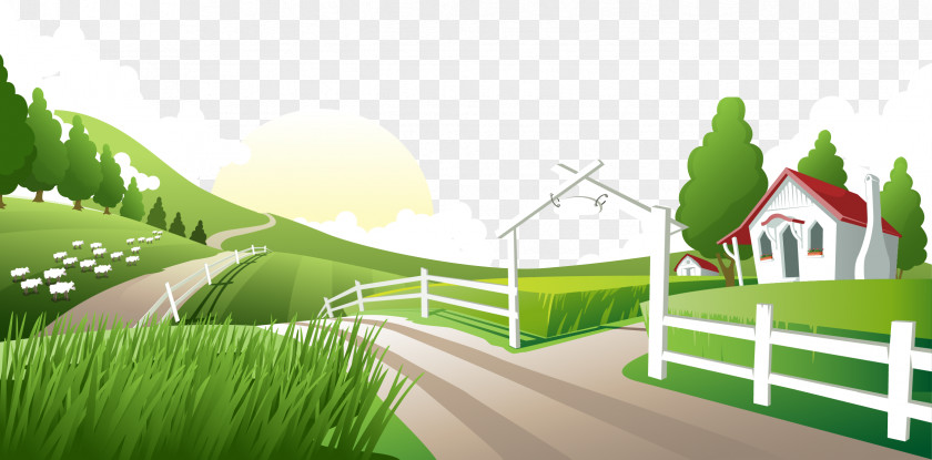 Vector Road Nature Landscape PNG