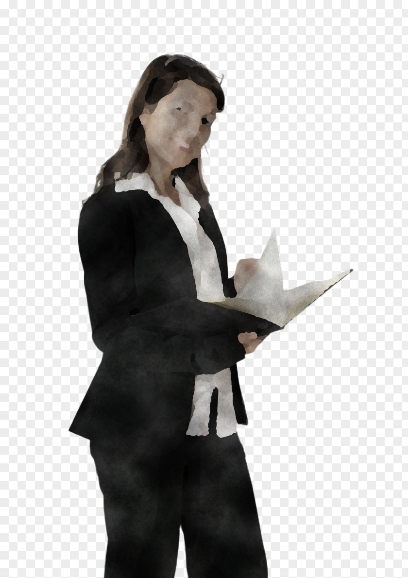 Businessperson Paper Standing Suit Gesture Formal Wear PNG