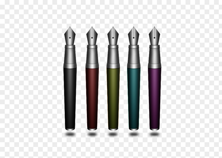Five Different Color Pens Gel Pen Paper Ballpoint Uni-ball PNG