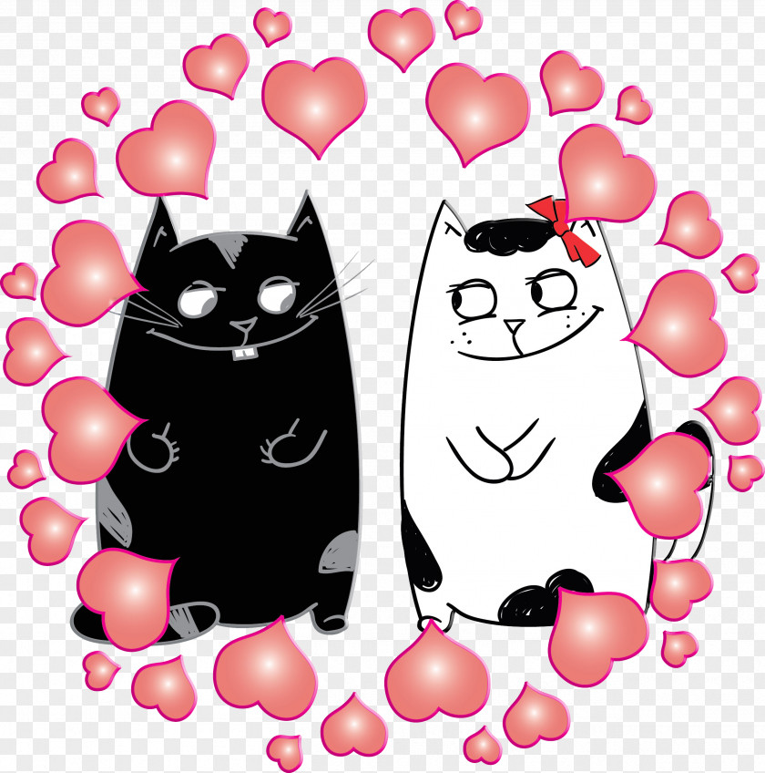 Valentine's Day Cat Drawing PNG