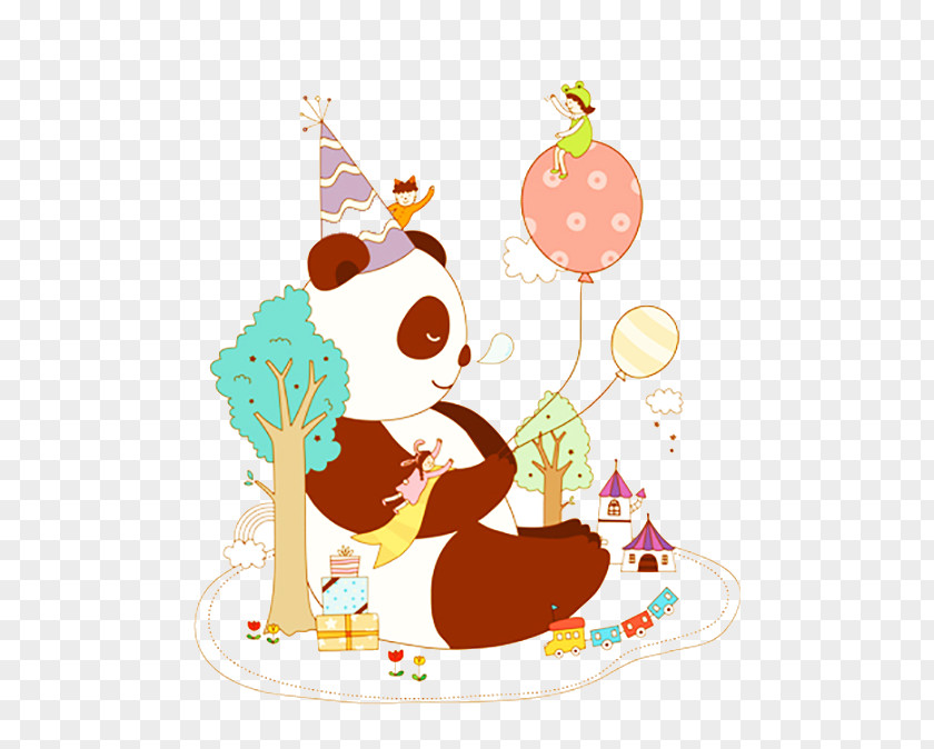 A Giant Panda Illustration PNG