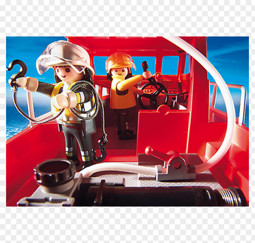 Toy Playmobil Fire Rescue Boat With Pump Police Headquarters Prison Fireboat PNG