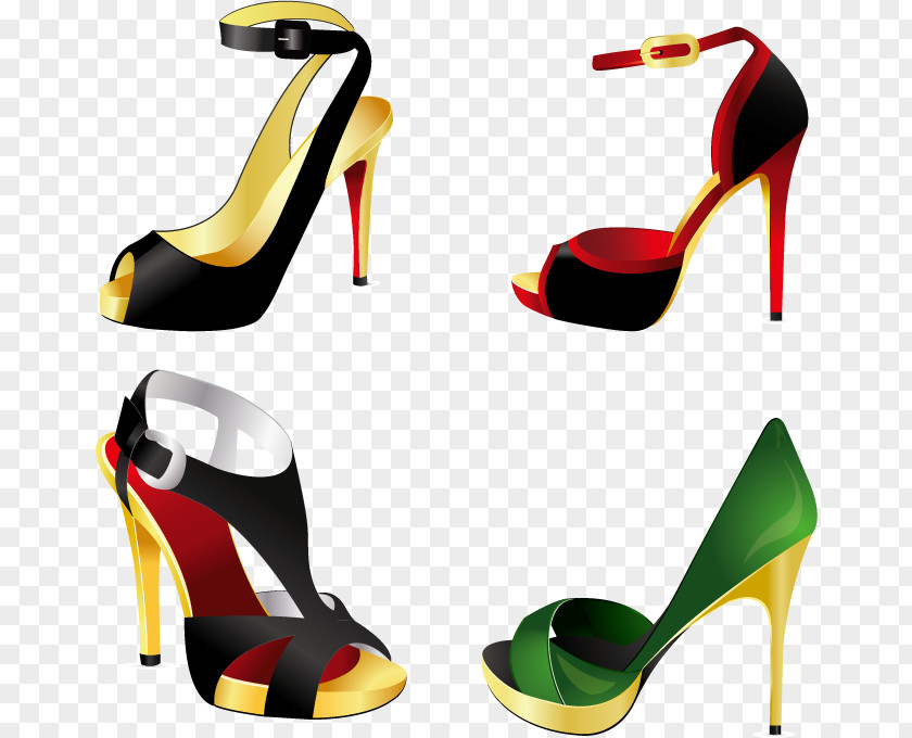Vector Colored Heels Slipper High-heeled Footwear Shoe Stiletto Heel PNG