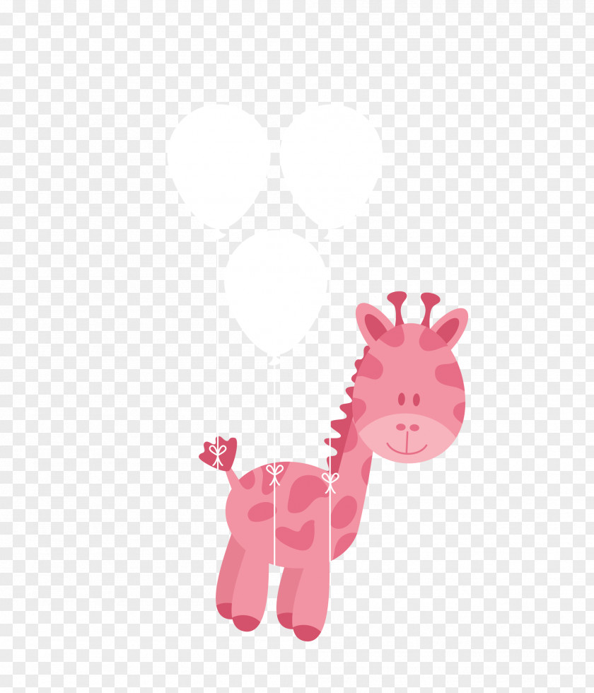 Vector Pink Cartoon Balloon With Giraffe Northern Diaper Infant Euclidean Baby Shower PNG