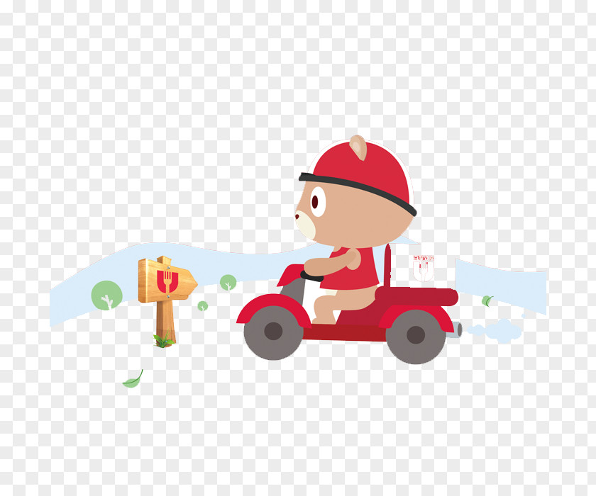 Cute Cartoon Riding Bear Illustration PNG