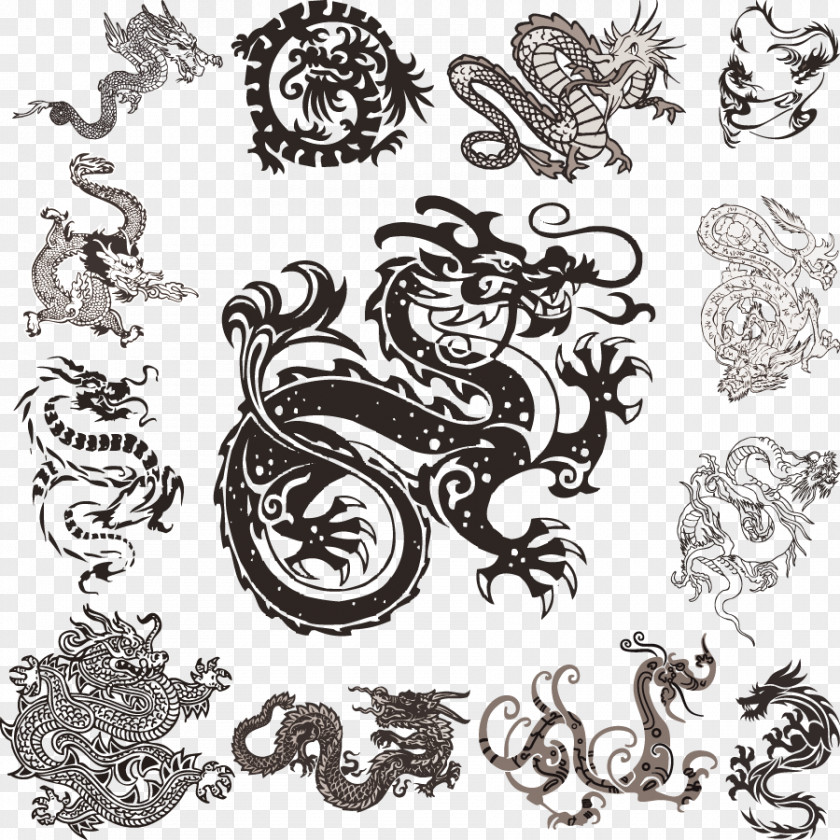 Dragon Collection Material Chinese Pattern PNG