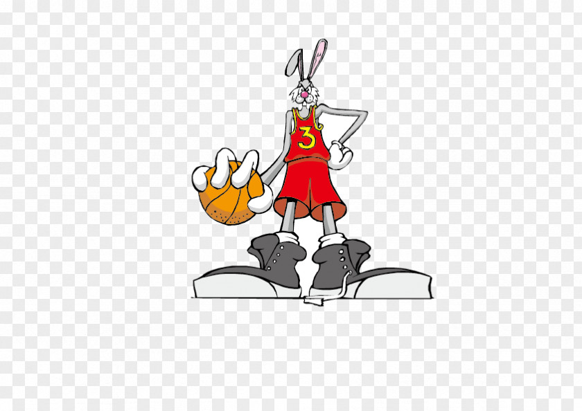 Cartoon Rabbit Figure Basketball Clip Art PNG