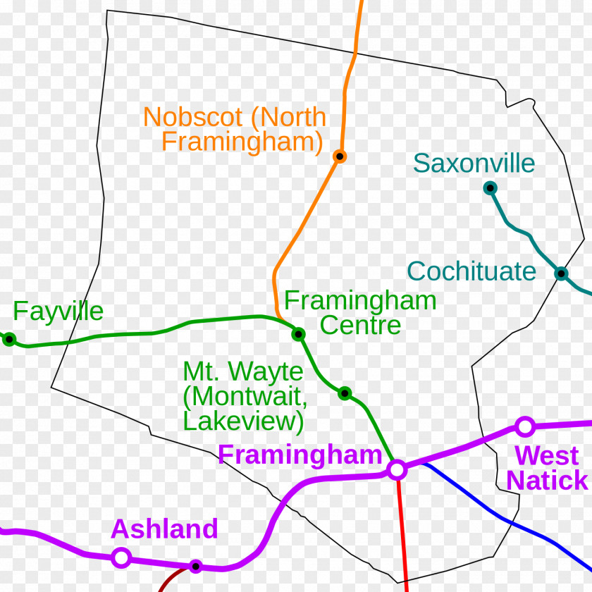 Orange Branch Framingham Station Saxonville Natick Fitchburg Nobscot PNG