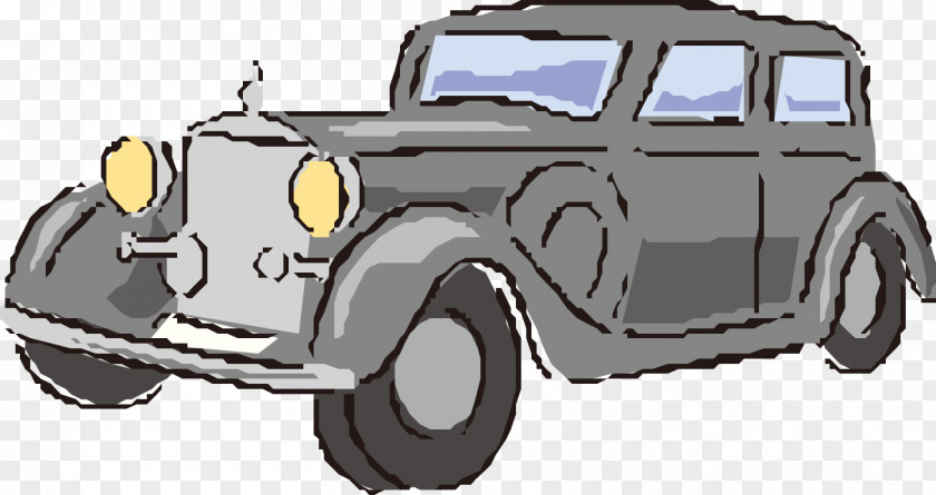 Cartoon Classic Vintage Cars Painted Gray Car Drawing PNG