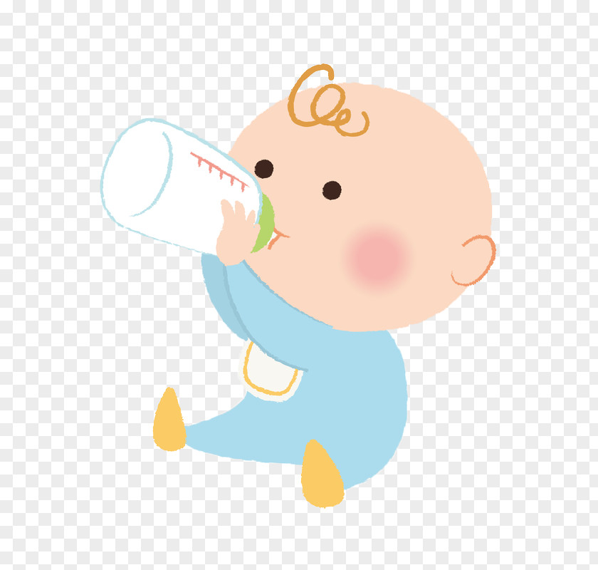 Cute Cartoon Baby Eating Bottle Milk Infant Child Illustration PNG