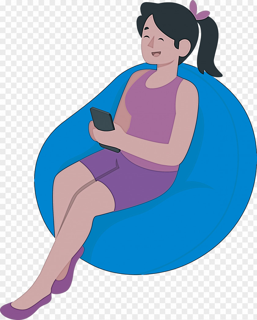 Girl Playing Mobile Phone PNG