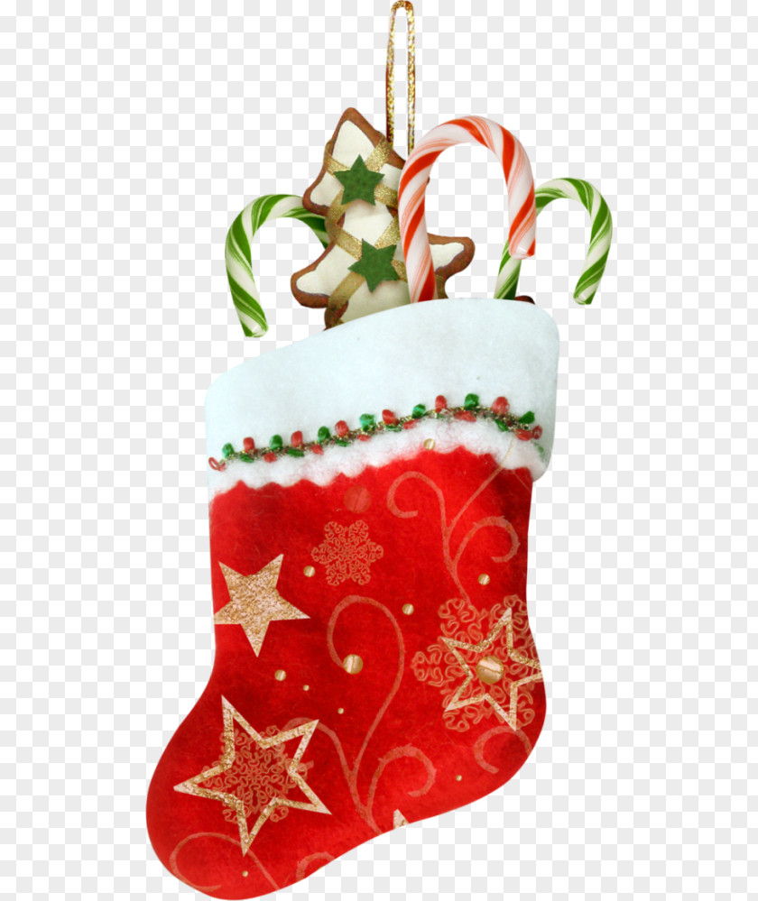 Santa Claus Candy Cane Christmas Stockings Ornament PNG