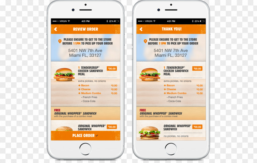 Burger King Portable Communications Device User Interface Design Handheld Devices PNG