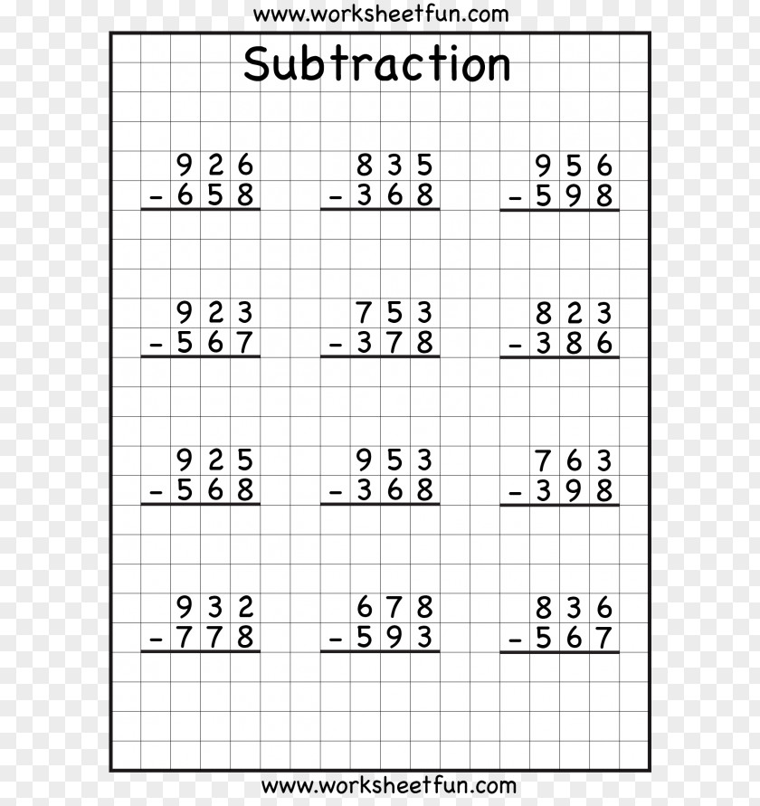 Kindergarten Newspaper Box Regrouping Subtraction Third Grade Worksheet Numerical Digit PNG