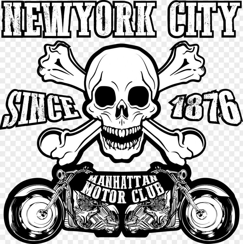 Vector Skull Motorcycle Printing T-shirt PNG