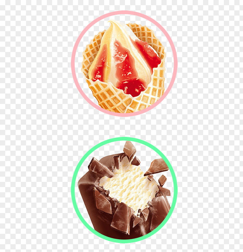 Hand-painted Cones Ice Cream Belgian Waffle Sundae Drawing Illustration PNG