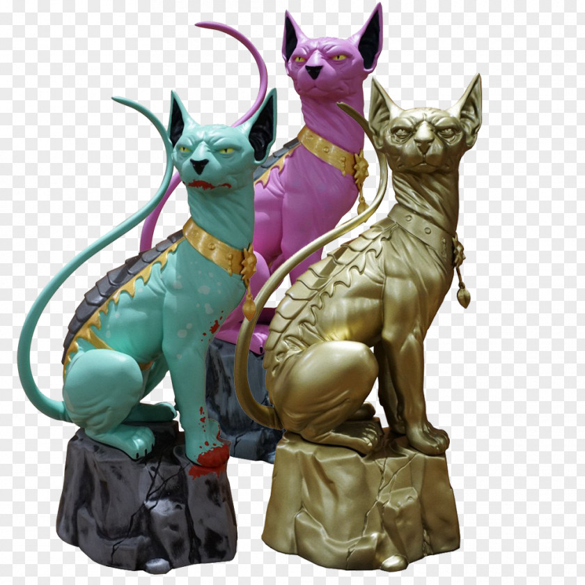 Cat Figurine Statue Maneki-neko Gold PNG