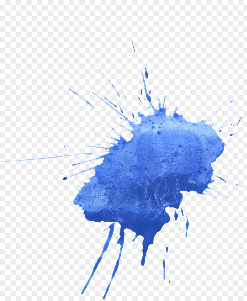 Ink Drop Blue Watercolor Painting PNG