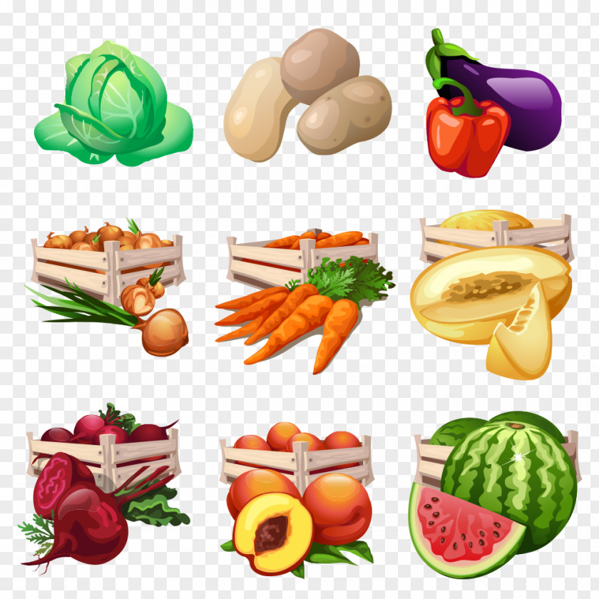 Cartoon Fruits And Vegetables Vegetable Fruit Watermelon Illustration PNG