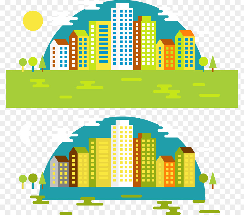 Day And Night City Vector Computer File PNG
