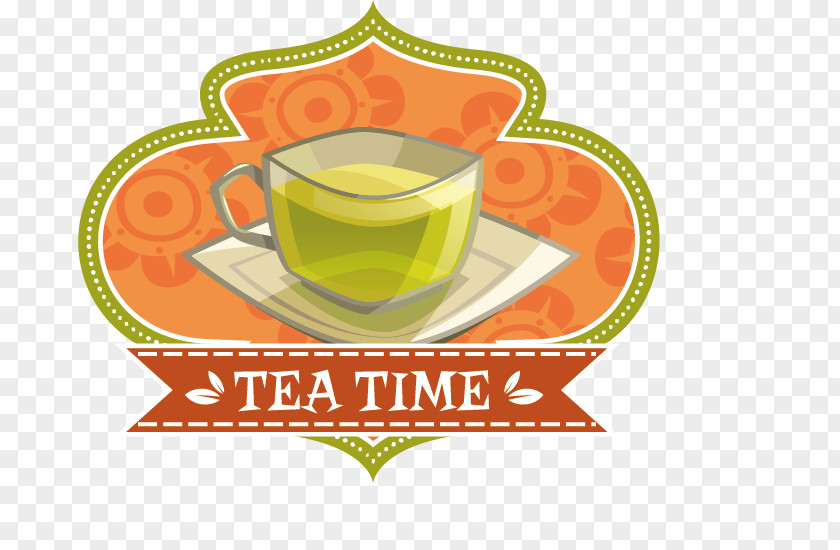 Tea Cup Stickers Vector Green Logo PNG