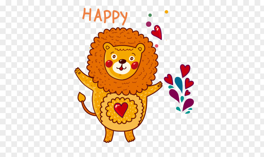 Cartoon Lion Prints Illustration PNG